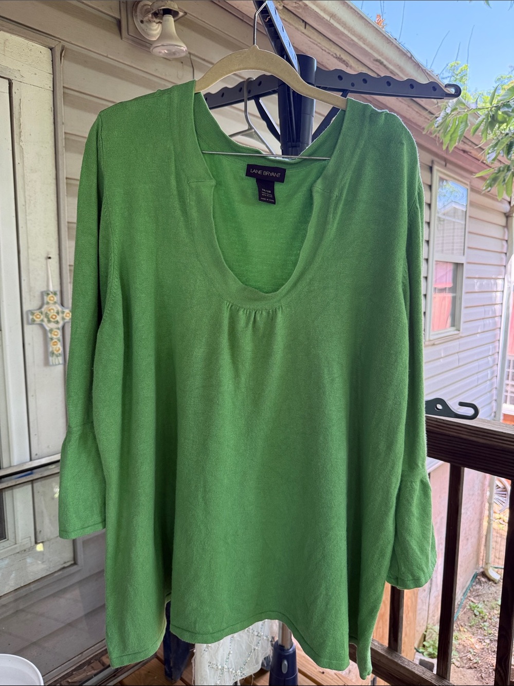Lane Bryant Lime Green  lightweight sweater 30” long size 26/28